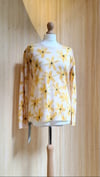 T-shirt en jersey de lin peint de fleurs jaunes T.M