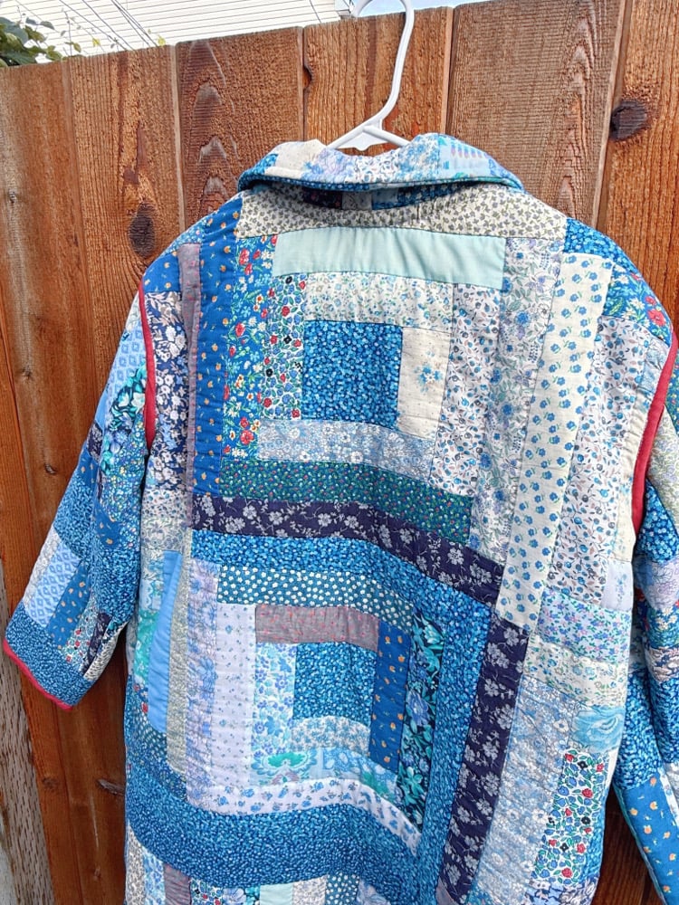 Image of Quilt Coat — Blue Log Cabin