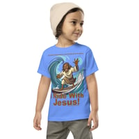 Image 4 of I Ride With Jesus Surfing Toddler Short Sleeve Tee