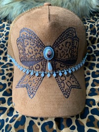 Leopard Prints Bow Hand-Burned Trucker Hat