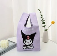 Sanrio Knit Tote Bag - Cute Cartoon Designs, Hand Washable, Slip Pocket, Polyester Lining