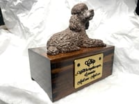 Image 3 of Custom Engraved White Poodle Urn Wings Angel Pet Portrait Cremation Ashes
