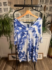Image 1 of blue and white zipper back tunic 