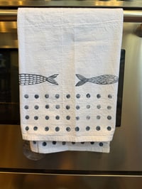 Image 3 of Fish & Dots Pattern Tea Towels (SET OF 2) - Hand Stamped