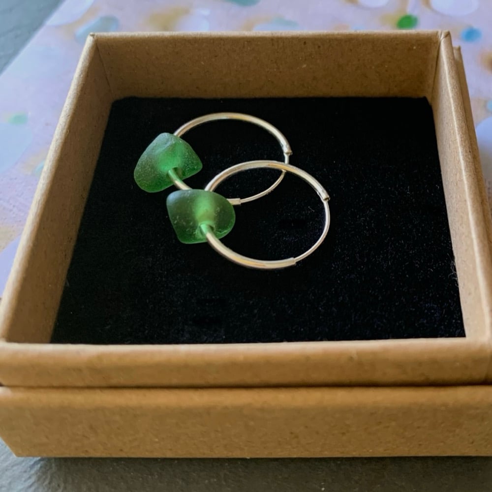Image of Green sea glass earrings