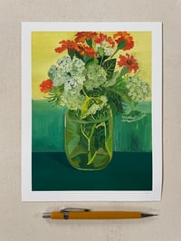 Image 1 of Queen Anne’s Lace and Marigolds - print