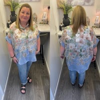 Image 2 of Sheer Floral Short Sleeve Blouse