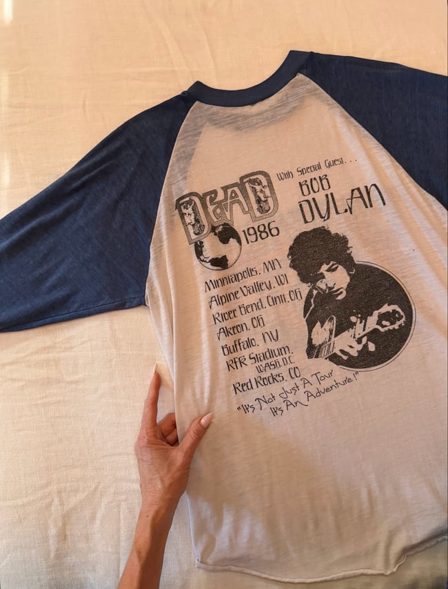 vintage Grateful Dead and Bob Dylan tour t shirt concert raglan 70s 80s 90s