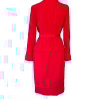 Image 4 of Peter Langner Designer Italian Red Wool Women’s Tailored Jacket & Skirt Size 8  