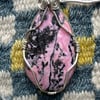 Rhodonite Cabochon Pendant on Necklace 