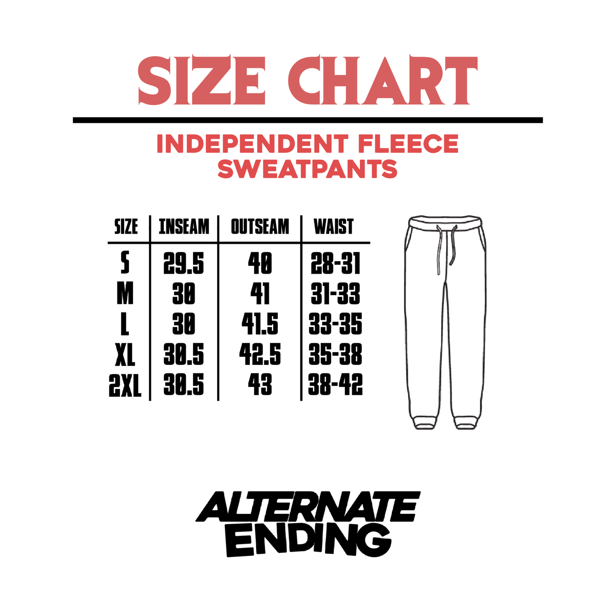W's Sweat Pants Size Chart
