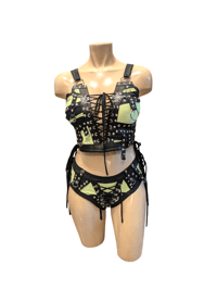 Image 3 of Black and neon 2 piece set.