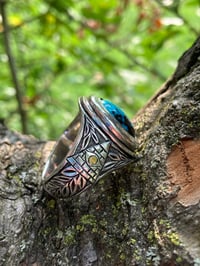 Image 2 of turquoise/ engraved ring #1