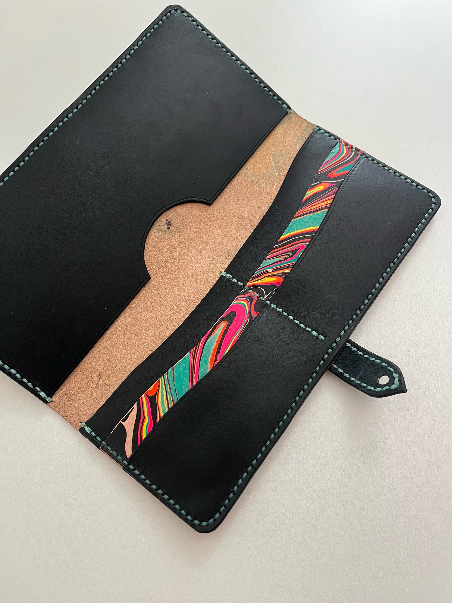 Image of Turquoise/Black Marbled Long Wallet