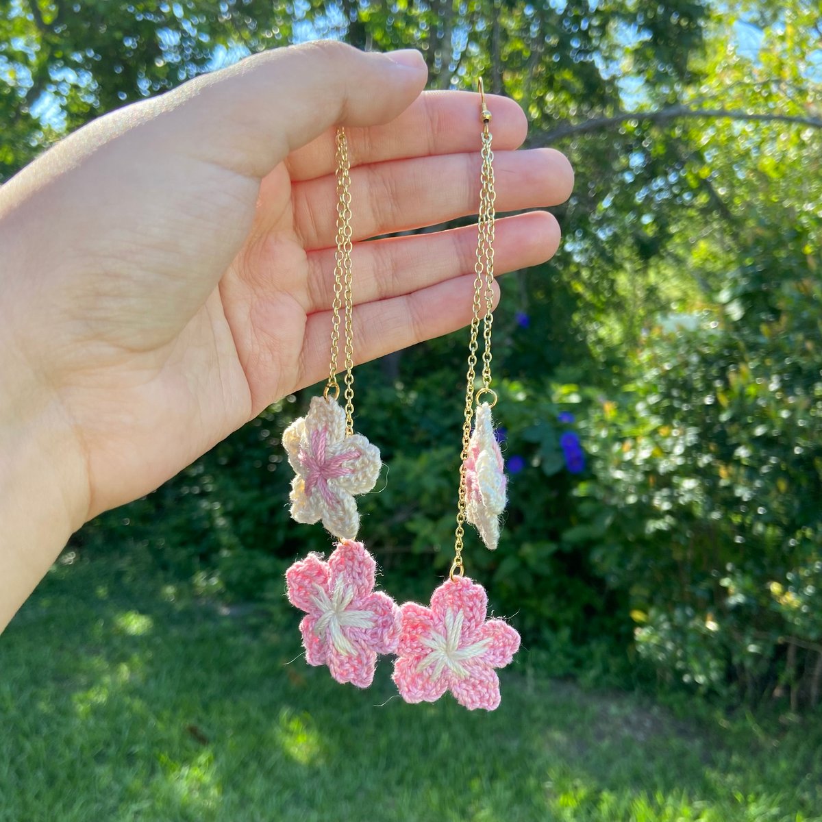 Cherry Blossom Drop Earrings Cherry Blossom Crochet Earrings -  Canada