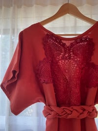 Image 3 of Holly Stalder Rust Crochet Top Dress with Braided Belt 