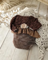 Image 3 of Photo prop | Sitter girls bodysuit for photoshoot | Lara | brown | 9-12 months