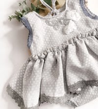 Image 2 of Newborn dress for photo shoots | body-dress | Emma | silver dots | photo props