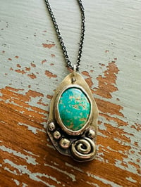 Image 14 of Sierra Nevada turquoise pendant with sterling silver rose and pearls