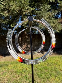 Grey Feather Hoop Earrings 