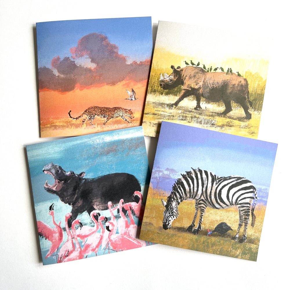 Image of African Animal Magic - Set Of 4 Lucury Greetings Cards
