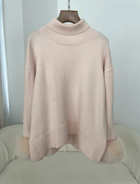 Image 2 of Roll Neck Fox Cuff Jumper