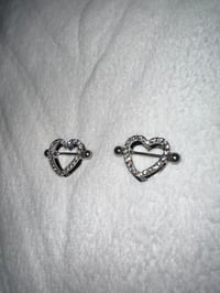 Silver Heart Nipple Piercings 