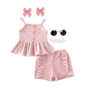 Girl's Tank Top + Ruffle Shorts 2pc Set 