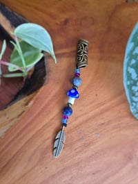 Image 3 of Bronze Feather Dangle Bead with Sodalite 