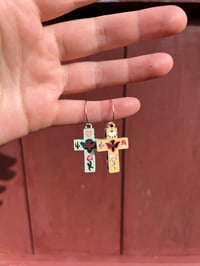 Image 3 of ‘Rose of The Desert’ Comfort Cross Painted Earrings I