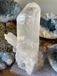 Image 2 of Etched Face Clear Quartz Statement Piece #1068