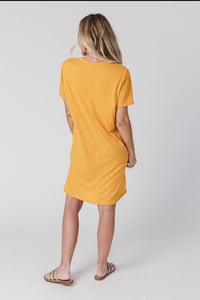 Image 4 of On The Daily  Oversized Slit Tee Dress- Mustard