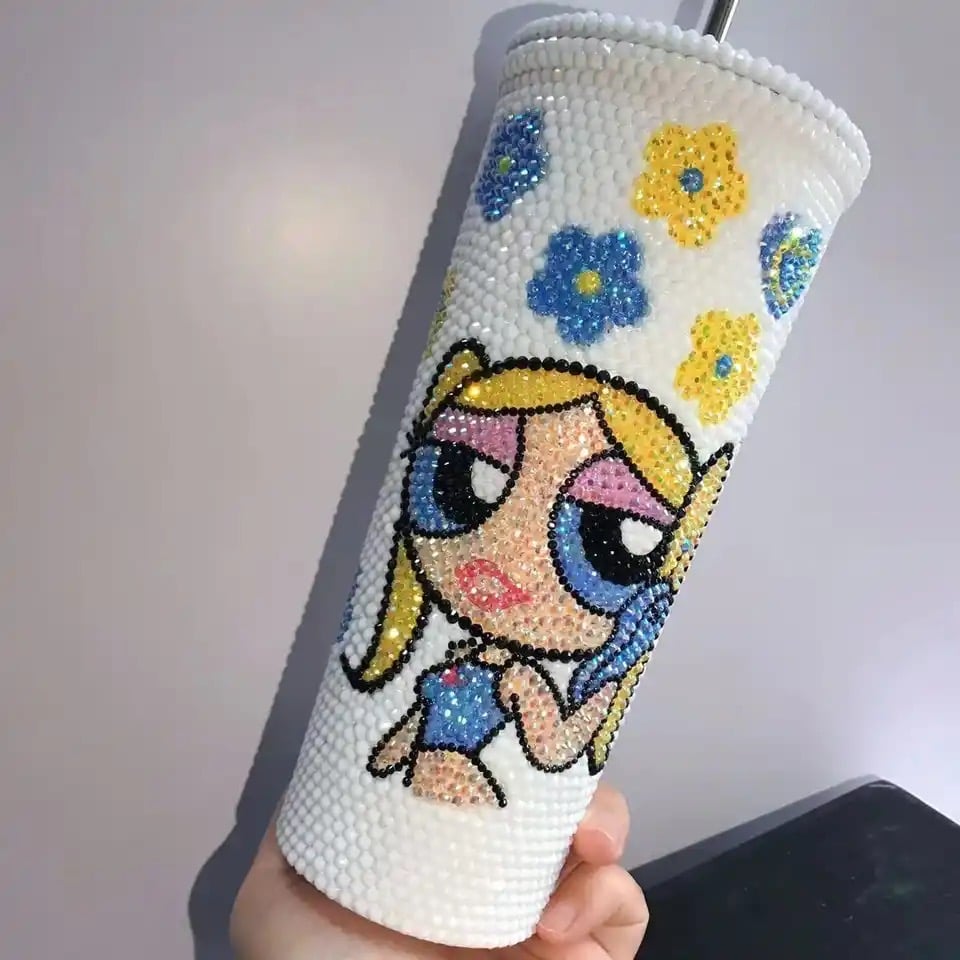 Smiley face rhinestone tumbler