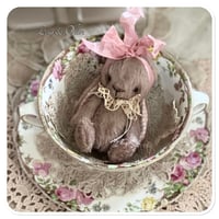 Image 3 of Handmade Victorian Plum Colour Teacup Bunny