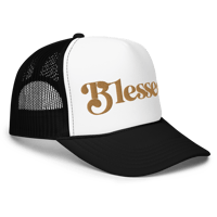 Image 2 of Blessed Trucker(Dark Tan on Black-Pink/White-Blk/White)