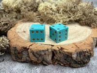 Image 4 of D6 Dice Pair Blue with Gold Star Pips