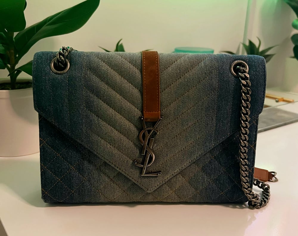 Image of YSL Denim Envelope Bag