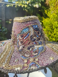 Image 7 of Dolly cowboy hat - recycled sari fabric black purple