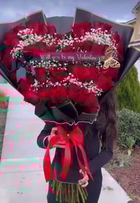 Image 4 of Luxury Heart bouquet, with custom quote on ribbon 