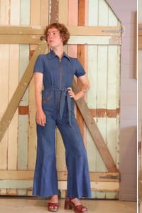 Image 10 of Vintage 70s denim jumpsuit Size XS/S