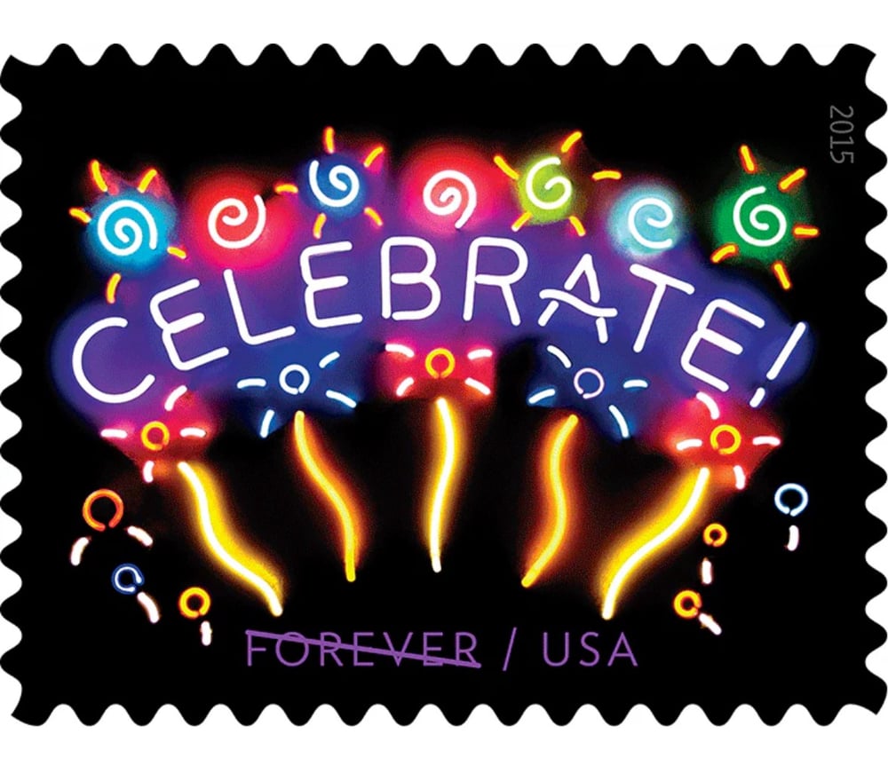 Celebrate USPS Postage Forever Stamps 5 Books (100 Stamps)