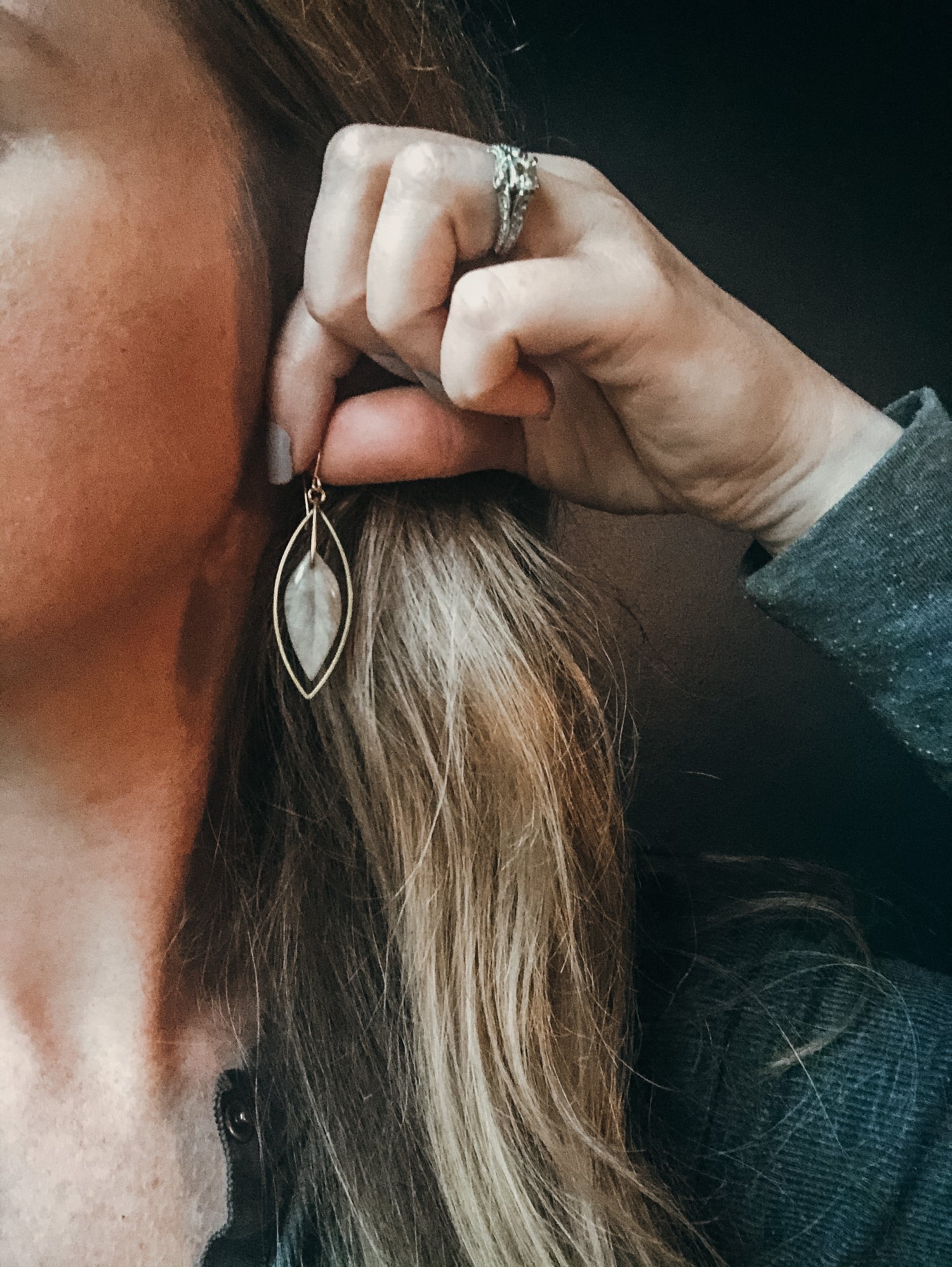 Image of Carved Amazonite Leaf Dangles 