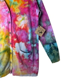 Image 10 of ♻️ UPCYCLED L 100% Cotton Pocket Cardigan in Watercolor Ice Dye