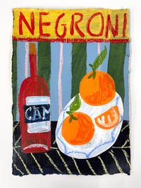 Negroni on green & powder blue stripes