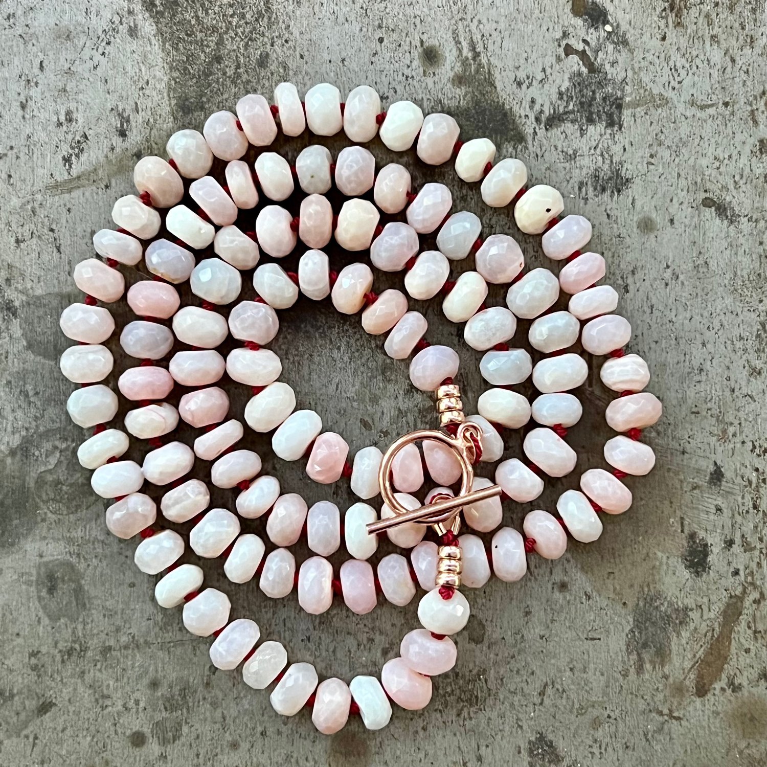 Image of Faceted Pink Opal Beads with Rose Gold Filled Clasp