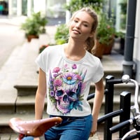 Watercolor skull 5 All-Over Print Crop Tee