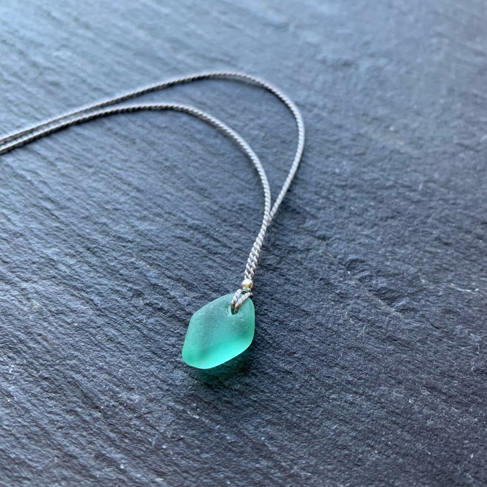 Image of Tiny aqua sea glass necklace or bracelet