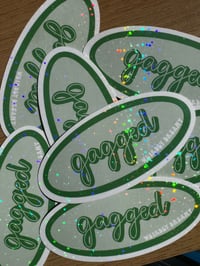 Image 1 of Gagged green holographic sticker