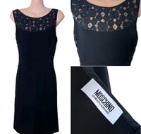Image 7 of Moschino Cheap And Chic Dress Black Lace Side Panel Bodycon Party Uk L (12)