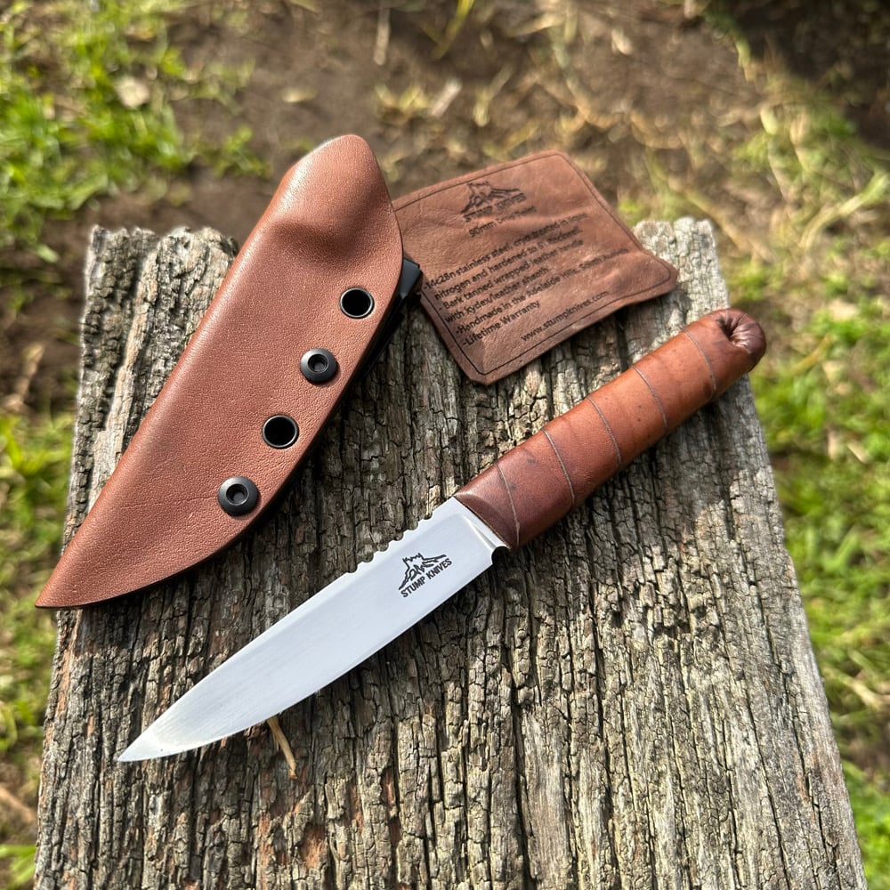 Image of 90mm drop point 14c28n leather